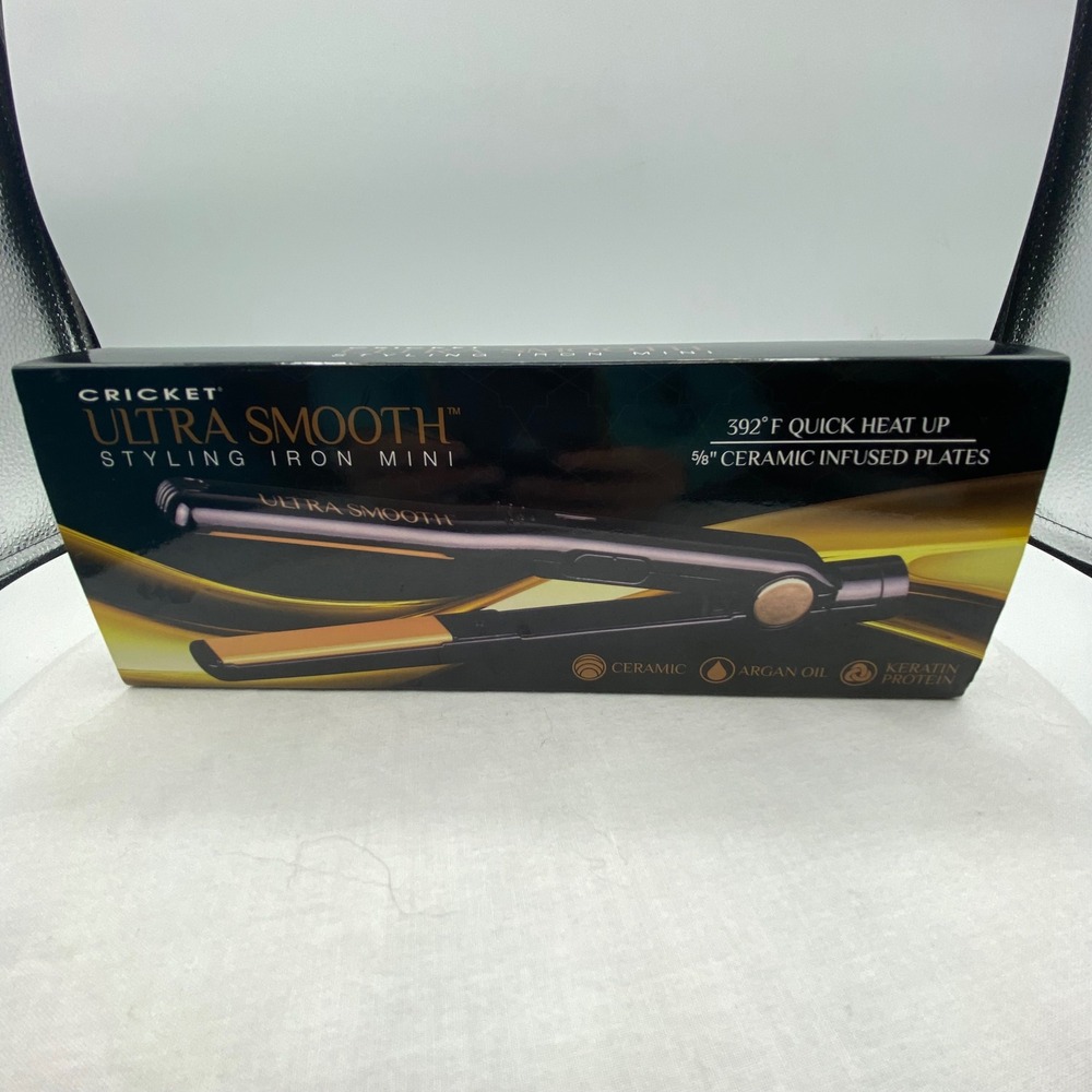 Cricket Ultra Smooth Styling Iron Mini 5/8" Ceramic Flat Iron Black Gold NEW